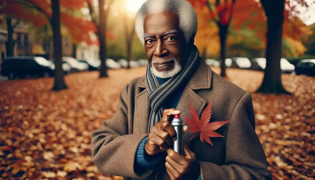 An Old Man Holding Pepper Spray